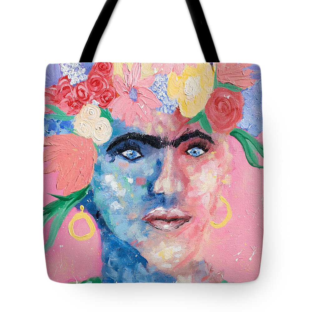 Frida Tote Bag featuring the painting Emulating Frida by Bonny Puckett