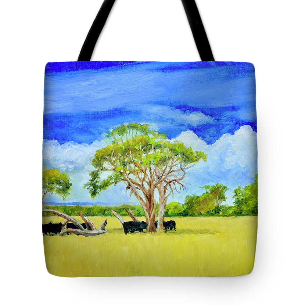 Cattle Tote Bag featuring the painting En Route To Walkerville, South Gippsland by Dai Wynn
