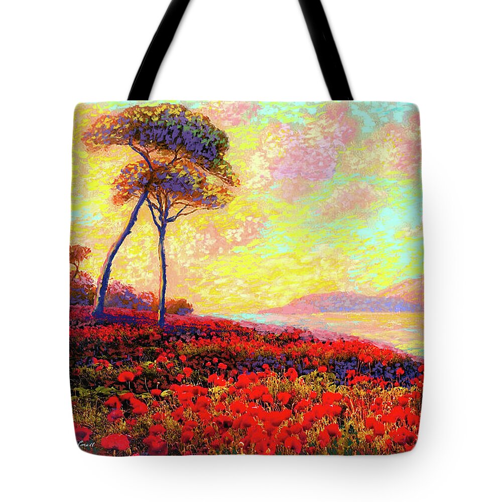 Floral Tote Bag featuring the painting Enchanted by Poppies by Jane Small