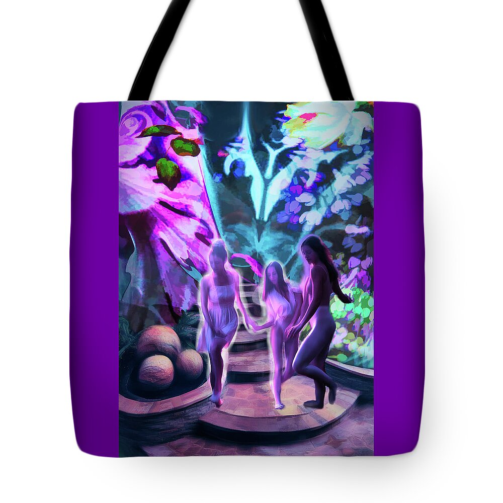 Enchanted Tote Bag featuring the digital art Enchanted Garden by Lisa Yount