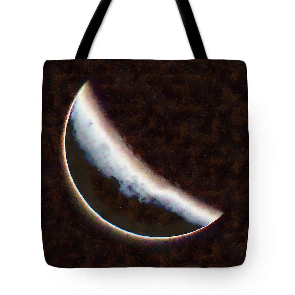 Moon Tote Bag featuring the mixed media End of a Lunar Eclipse by Christopher Reed
