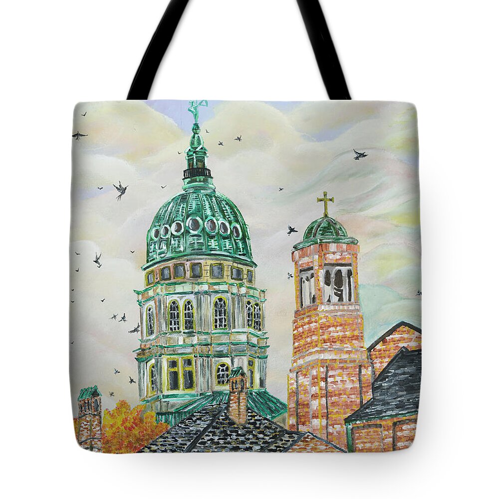 Acrylic Painting Art Tote Bag featuring the painting End Of The Green College Of Crows by The GYPSY and Mad Hatter