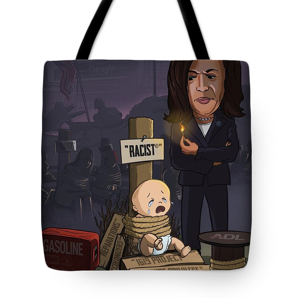 Criticalracetheory Tote Bag featuring the digital art Ending Racism by Emerson Design