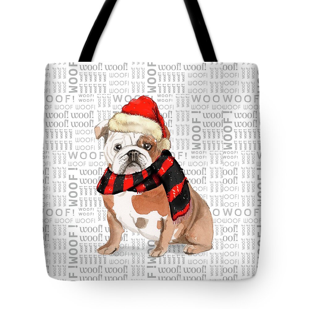 English Bulldog Tote Bag featuring the digital art English Bulldog Christmas Dog by Doreen Erhardt