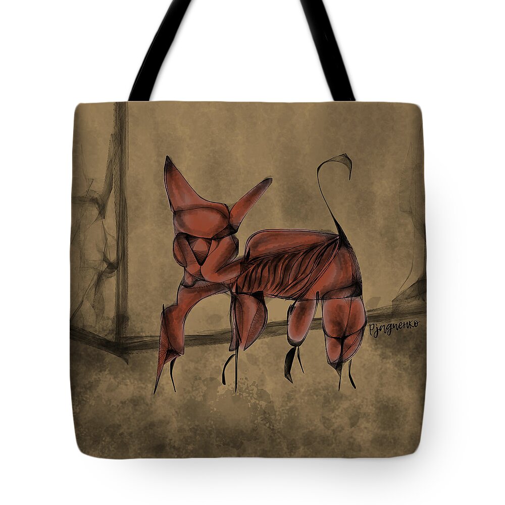 Cat Tote Bag featuring the digital art Searching for justice by Ljev Rjadcenko