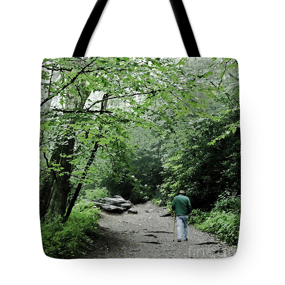 Landscape Tote Bag featuring the mixed media Enjoying the Quiet by Sharon Williams Eng