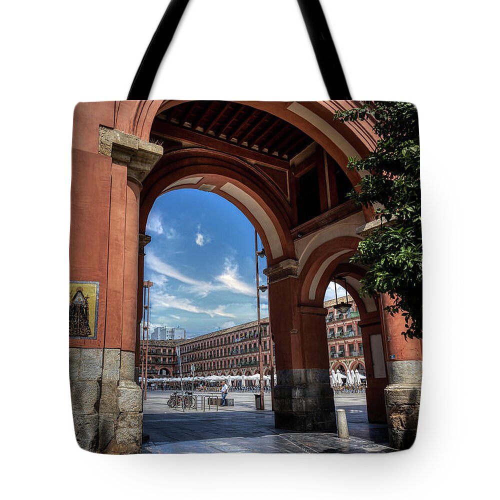 Arch Tote Bag featuring the photograph Entrance to Plaza de la Corredera by Micah Offman