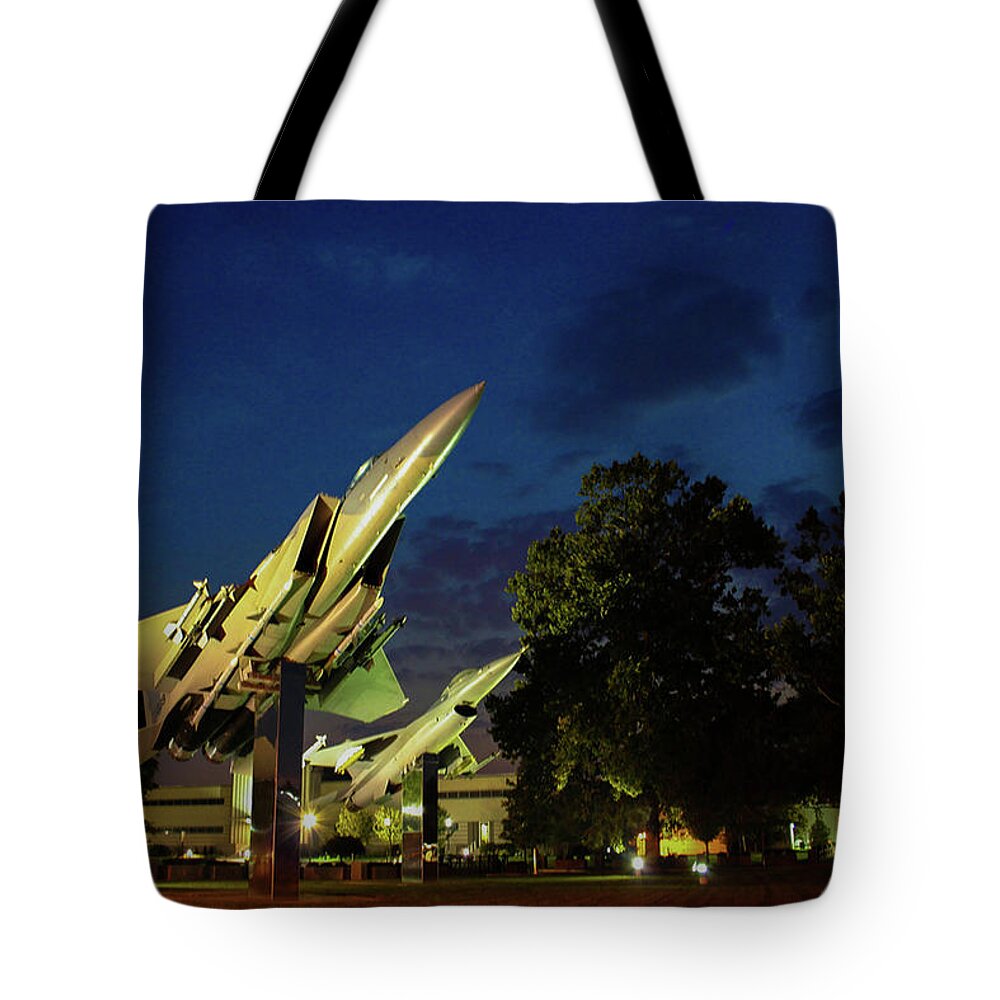 Wright Patterson Tote Bag featuring the photograph Entrance Wright Patterson AFB by Tommy Anderson