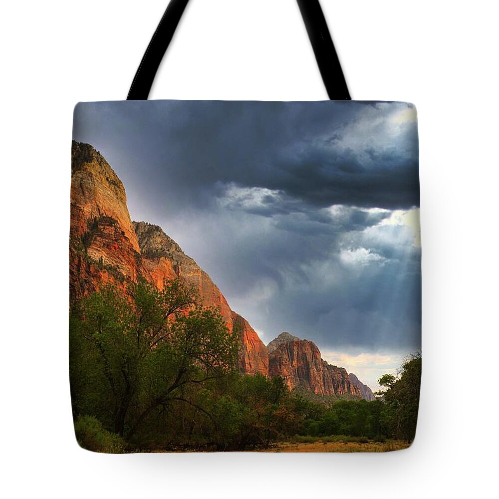 Zion Tote Bag featuring the photograph Entry Into Zion by Gene Taylor