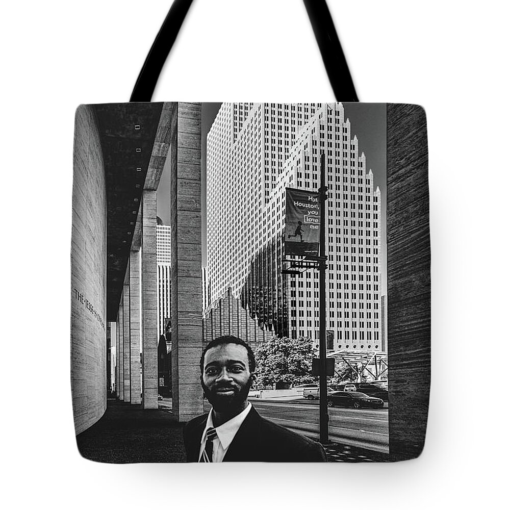 Architecture Tote Bag featuring the photograph Environmental Street Portrait - Timothy H. by Mike Schaffner