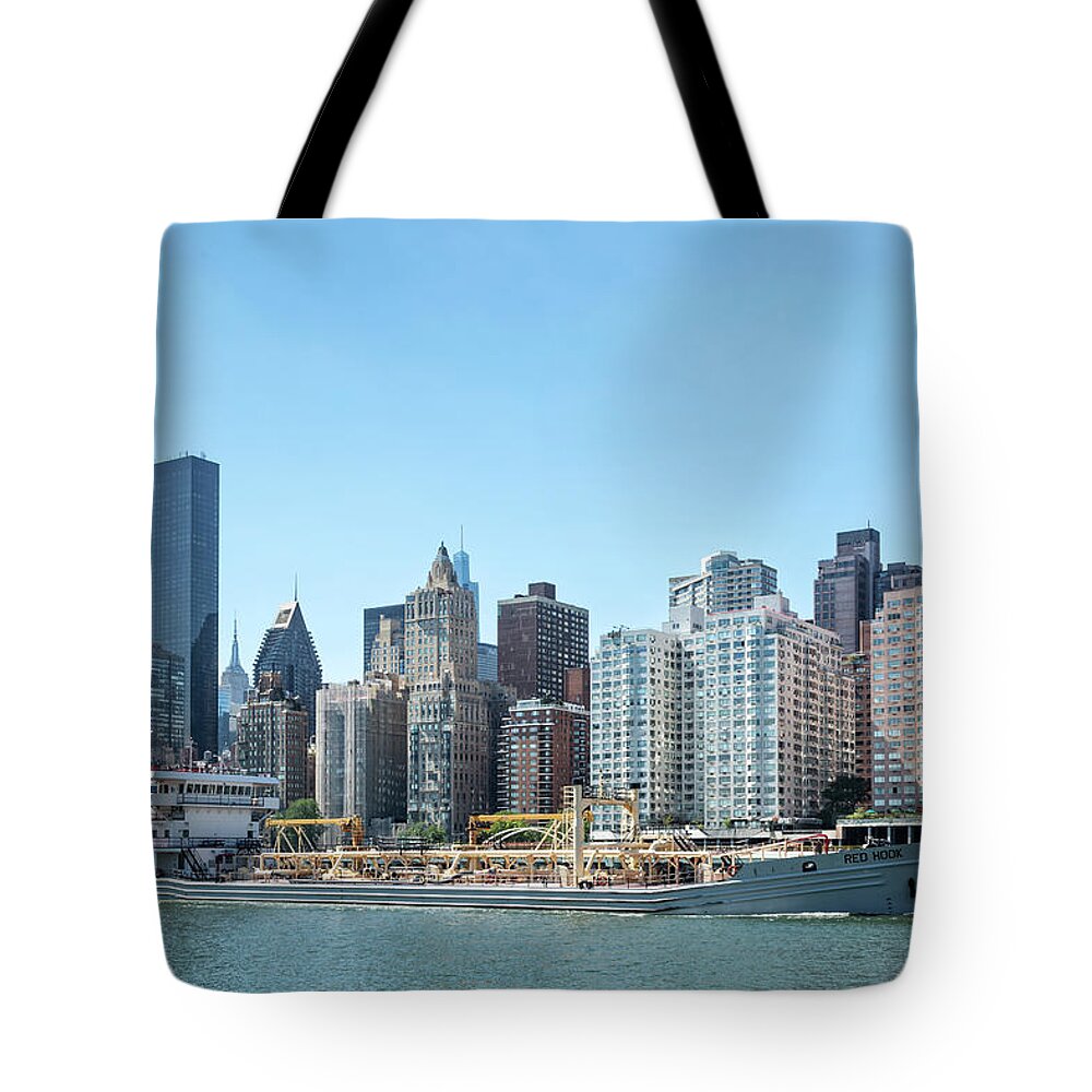 East River Tote Bag featuring the photograph EPA Sludge Ship by Cate Franklyn