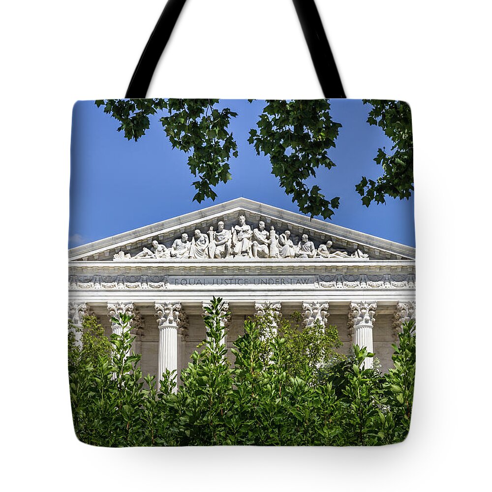 Columns Tote Bag featuring the photograph Equal Justice Under Law - The Supreme Court Building by Elvira Peretsman