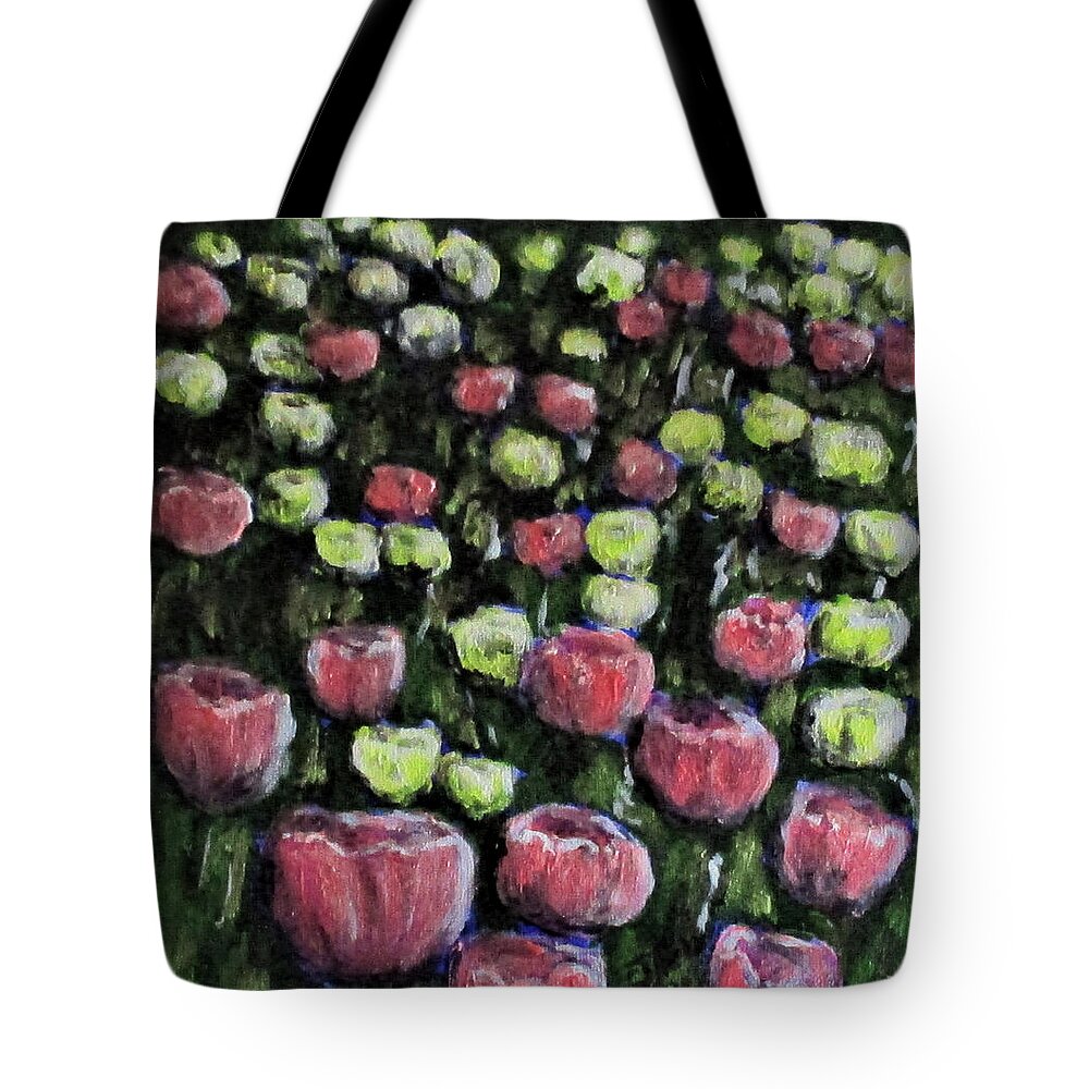 Botanical Tote Bag featuring the painting Erika's Tulips by Clyde J Kell