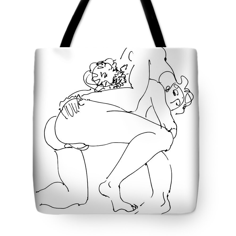 Erotic Renderings Tote Bag featuring the drawing Erotic Art Drawings 14sp by Gordon Punt