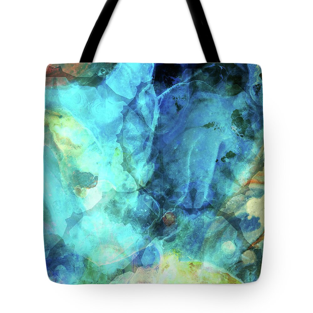 Abstract Tote Bag featuring the painting Eternal - Blue Abstract Art by Sharon Cummings