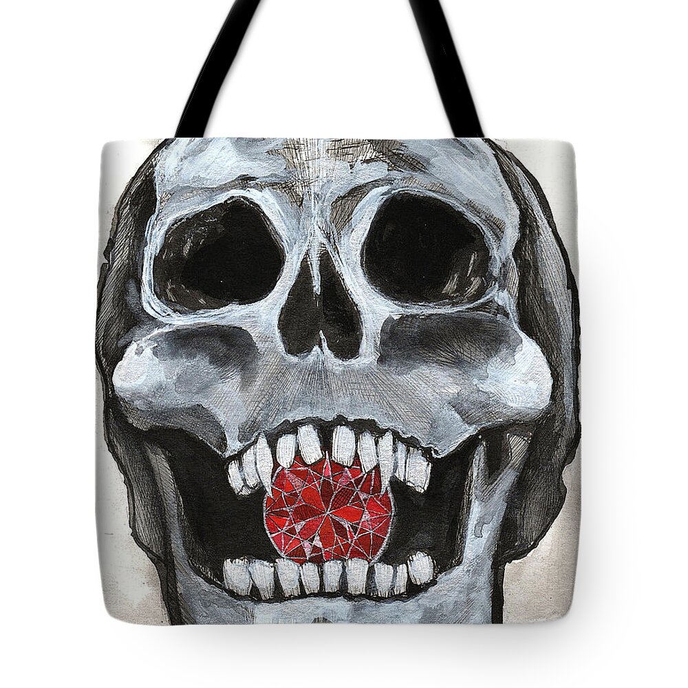 Vampire Tote Bag featuring the painting Eternal Crimson Grin by Kenneth Pope