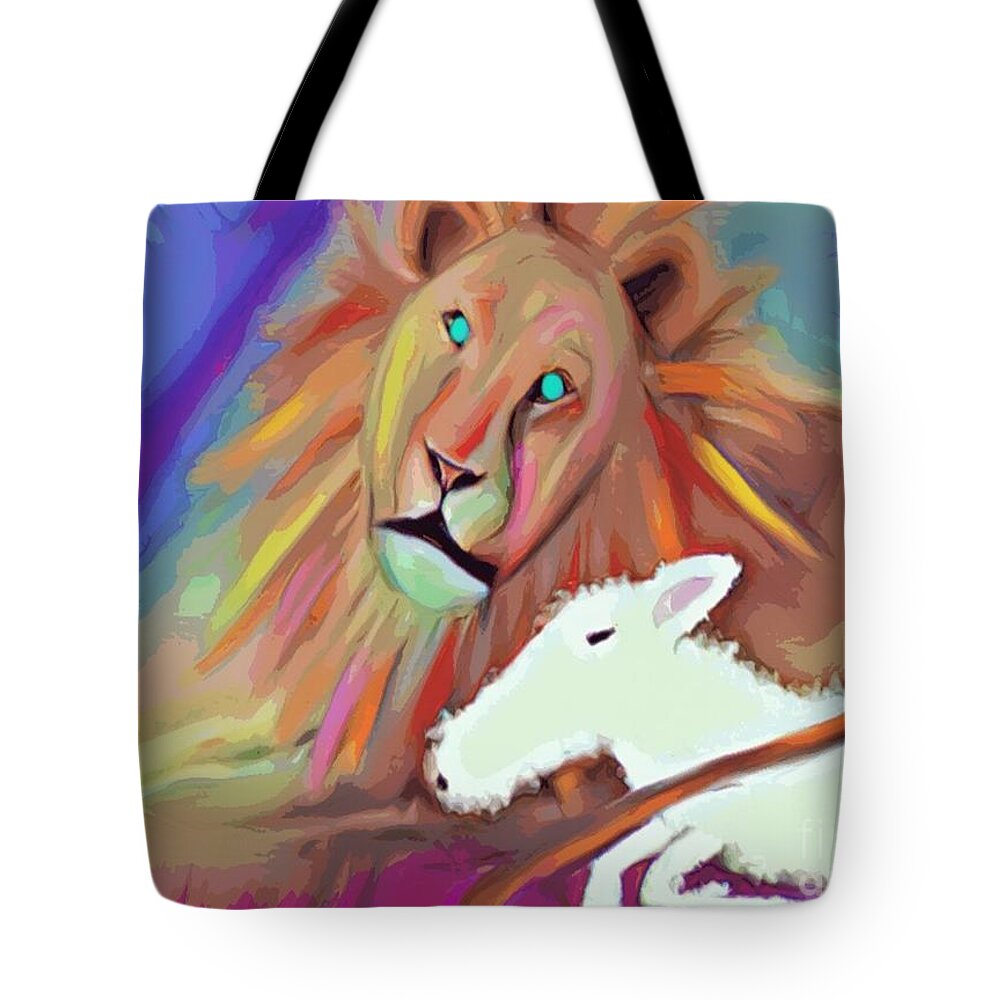 Prophetic Tote Bag featuring the mixed media Eternal Friends by Jessica Eli
