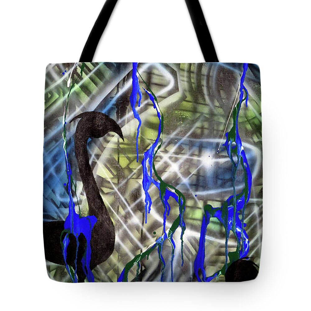 Layers Tote Bag featuring the painting Ethereal Cranes by Leigh Odom