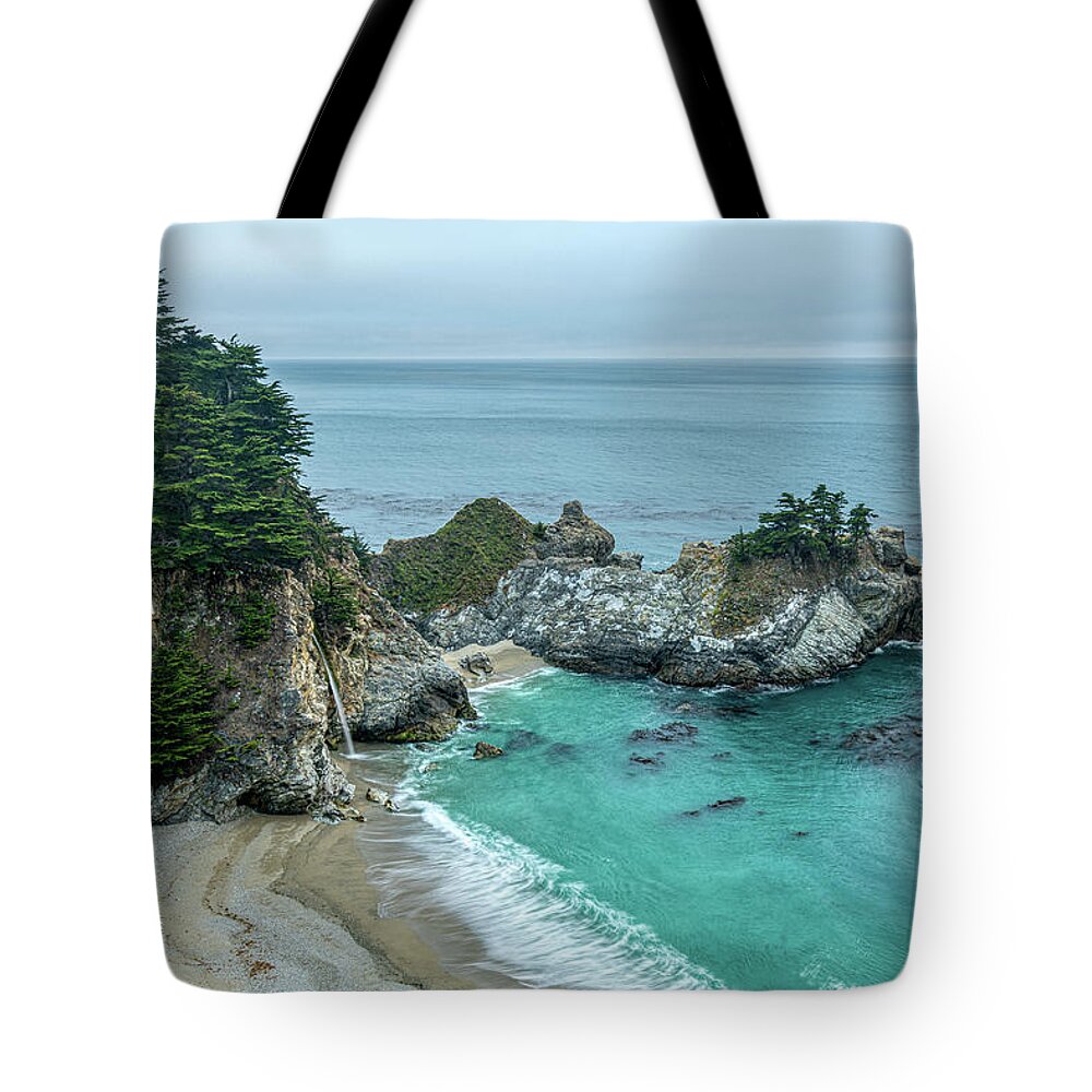 Mcway Falls Tote Bag featuring the photograph Evening at McWay Falls - Profile by Kenneth Everett