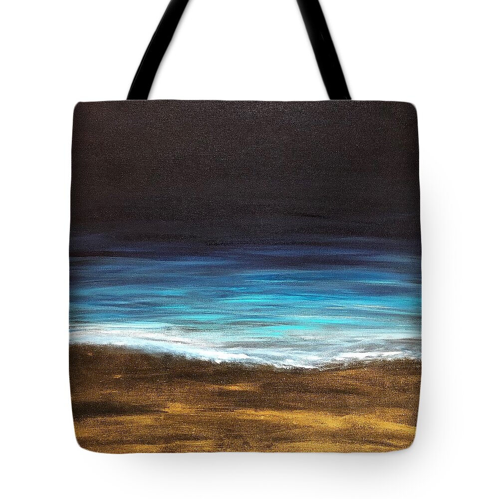 Abstract Beach Tote Bag featuring the painting Evening Beach by Rachelle Stracke