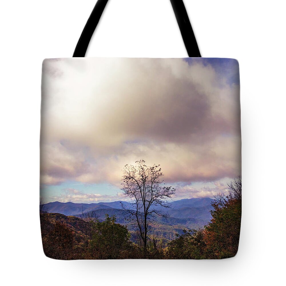 Carolina Tote Bag featuring the photograph Evening Clouds at the Top Smoky Mountains by Debra and Dave Vanderlaan