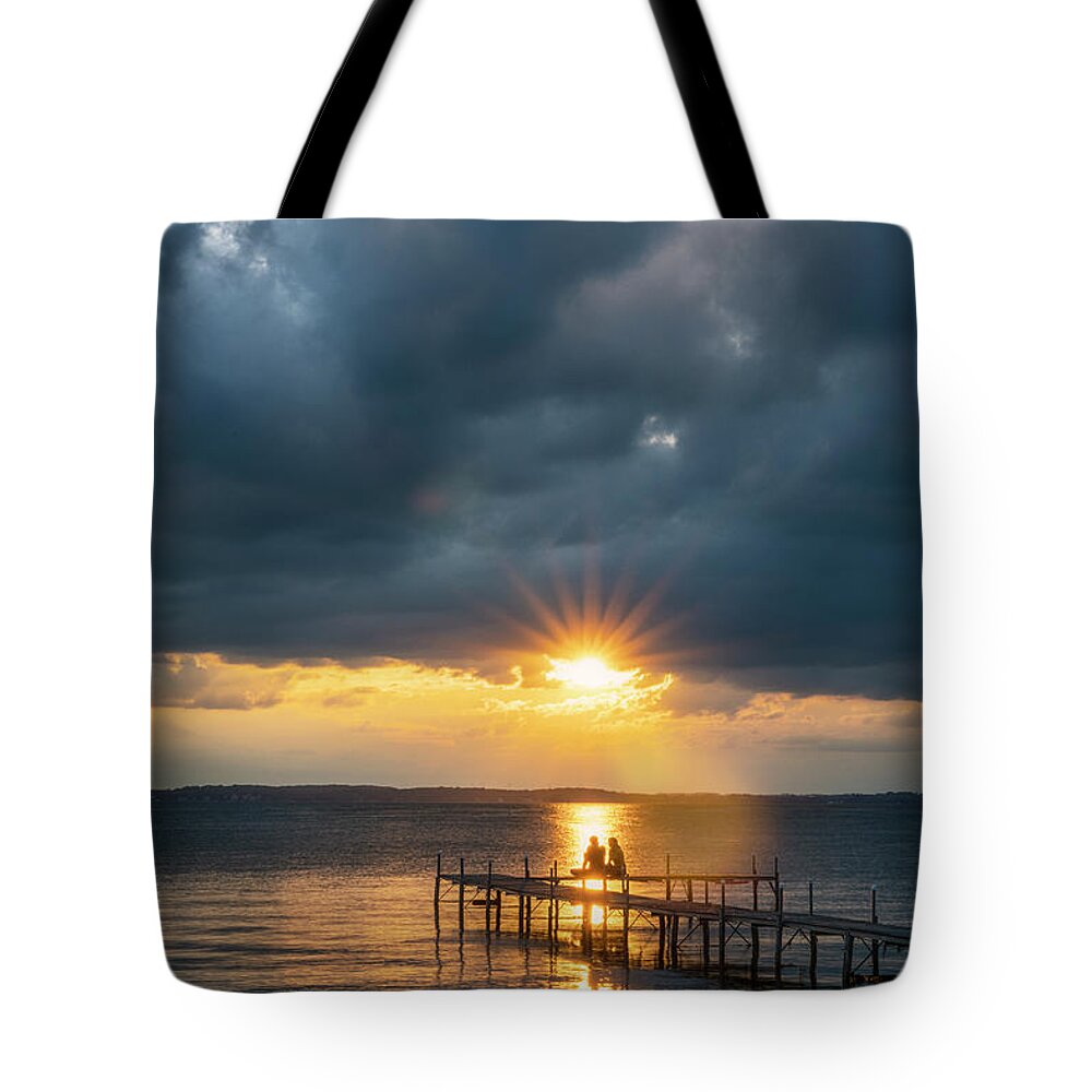 Sunset Tote Bag featuring the photograph Evening Conversation by Nate Brack