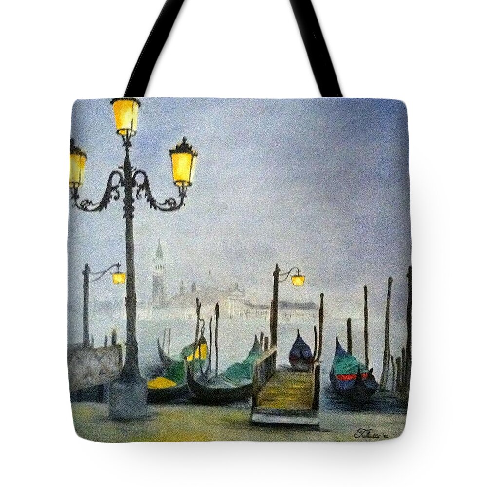 Venice Tote Bag featuring the painting Evening in Venice by Juliette Becker