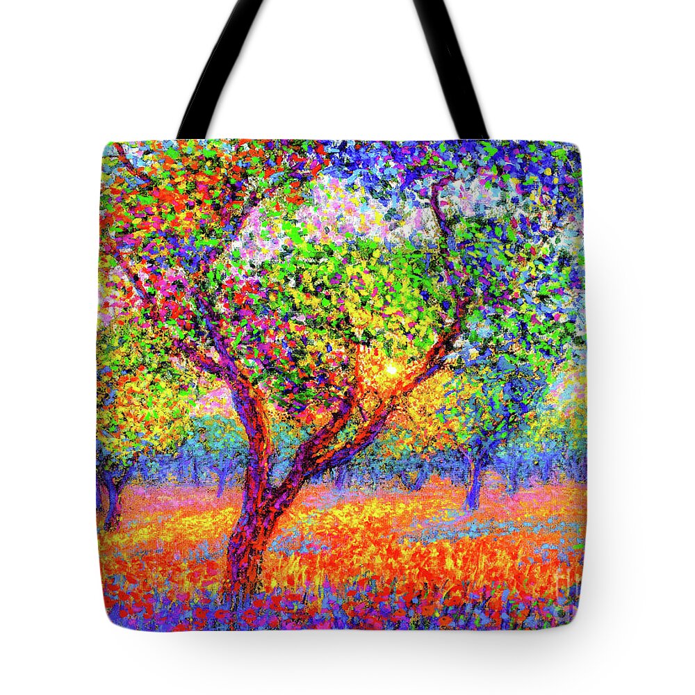 Landscape Tote Bag featuring the painting Evening Poppies by Jane Small