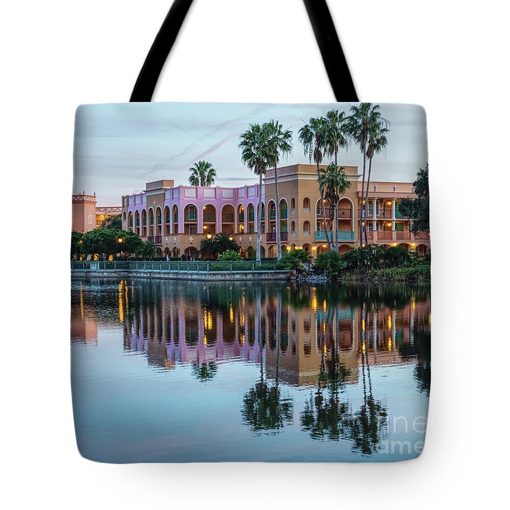 Orlando Tote Bag featuring the photograph Evening Resort Reflections by Jennifer White