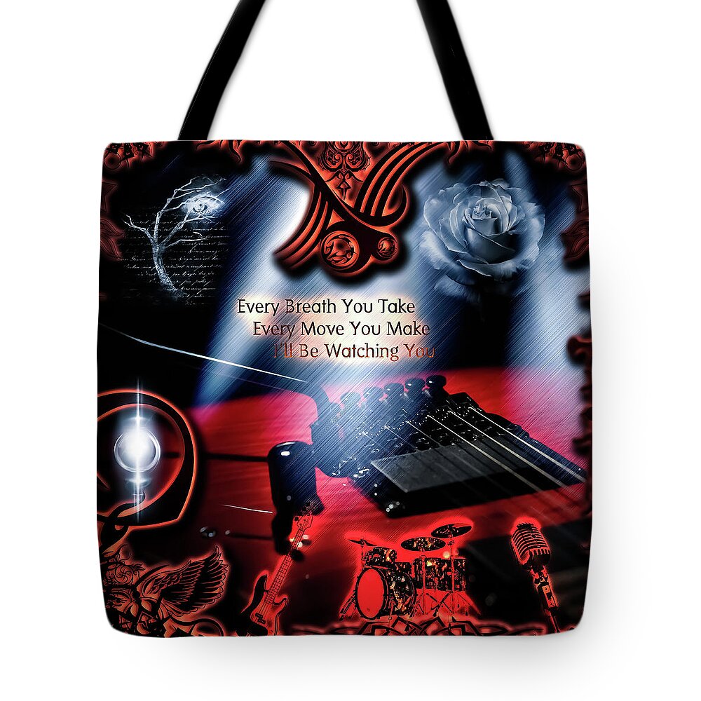 Guitar Tote Bag featuring the digital art Every Breath You Take by Michael Damiani