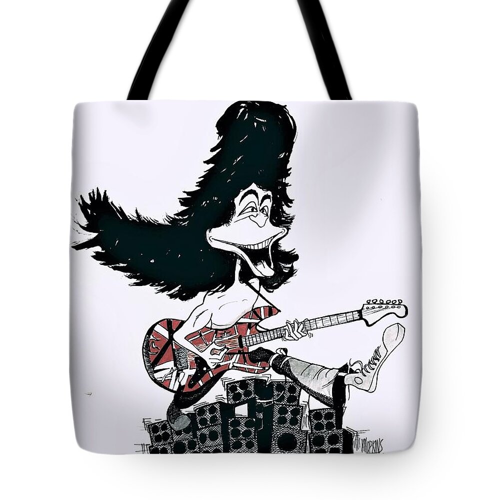 Eddie Tote Bag featuring the drawing EVH by Michael Hopkins