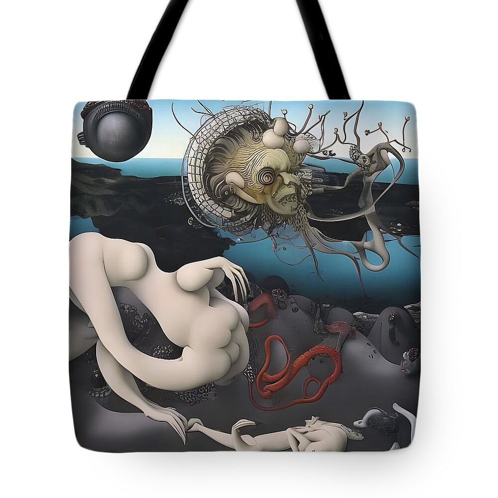 Giger Tote Bag featuring the digital art Excursion Of The Dolls by Otto Rapp