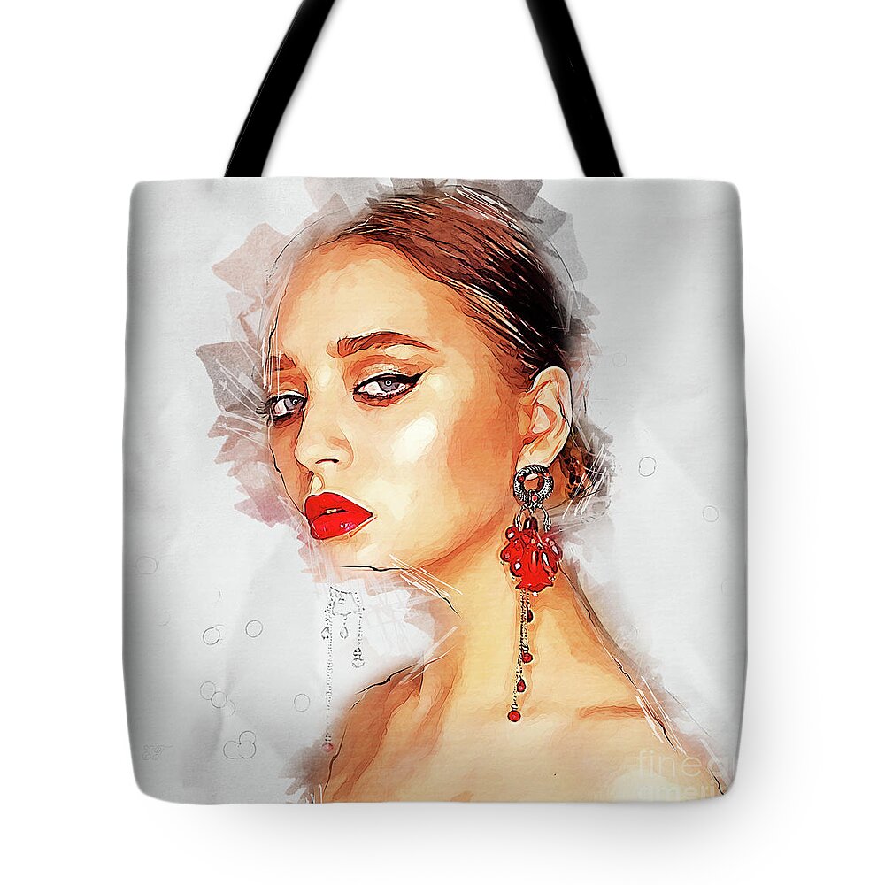 Lady Tote Bag featuring the digital art Excuse Me? by Elaine Teague