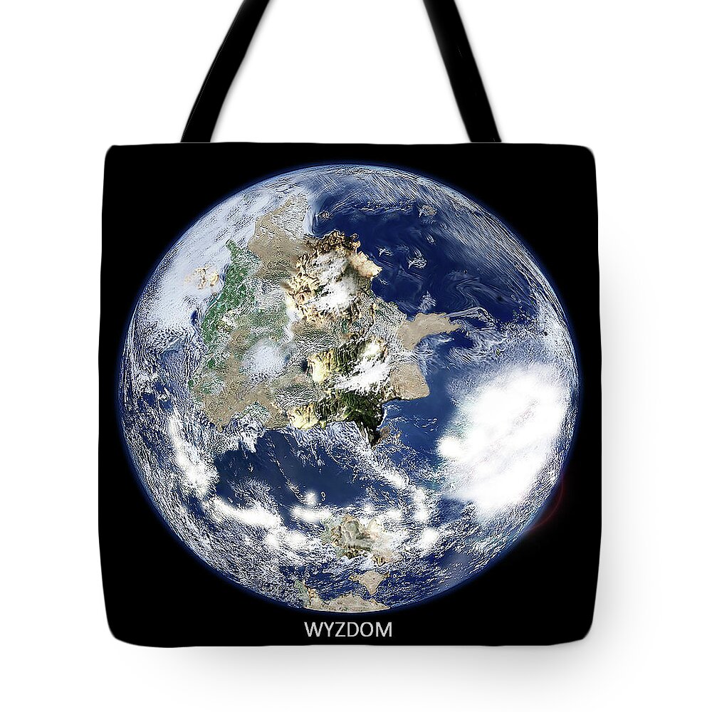 Exoplanet Wyzdom Tote Bag featuring the digital art Habitable Exoplanet Wyzdom by Stoneworks Imagery