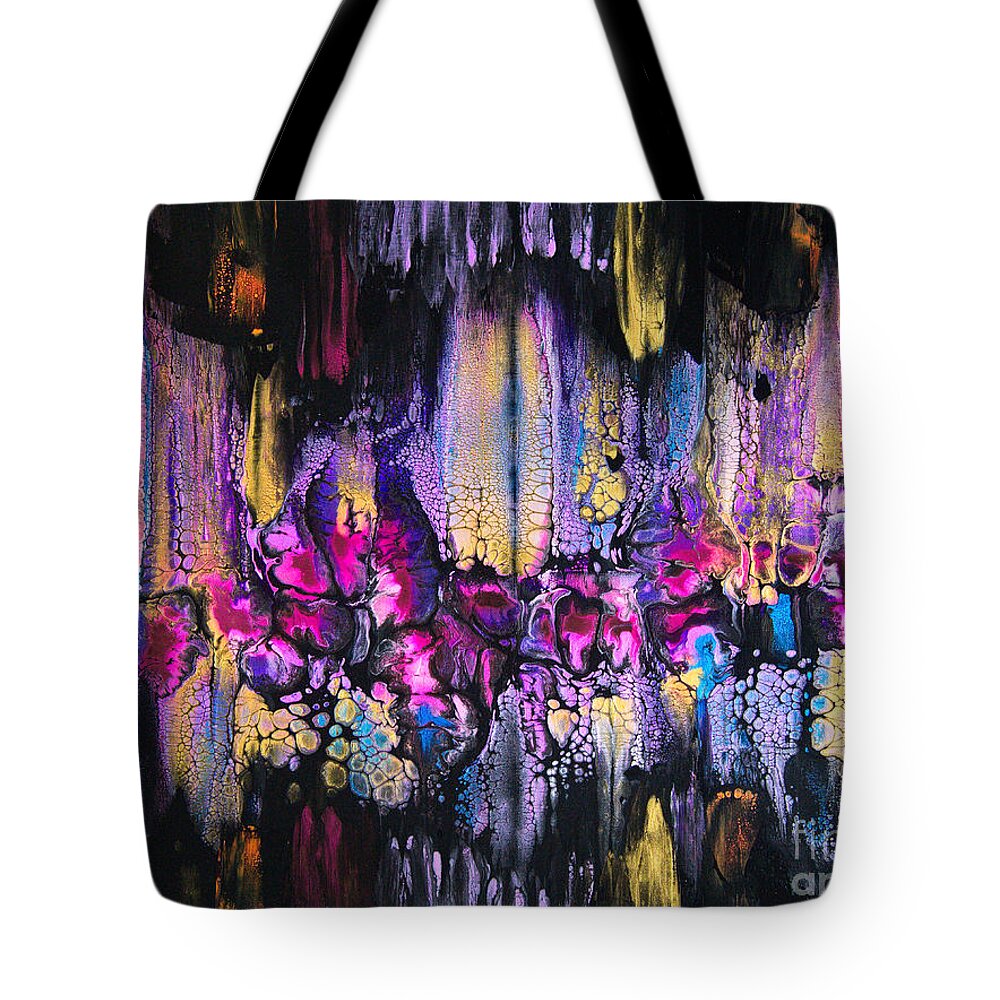 Abstract Expressionist Contemporary Modern Art Tote Bag featuring the painting Exotic Lightshow 8027 by Priscilla Batzell Expressionist Art Studio Gallery