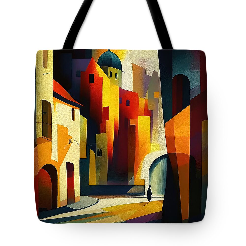 City Tote Bag featuring the painting Expressionism City 2 by My Head Cinema