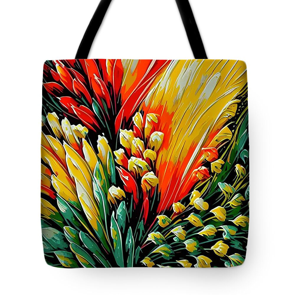 Expressionisticart Tote Bag featuring the painting Expressionistic Blossoms II by Bonnie Bruno