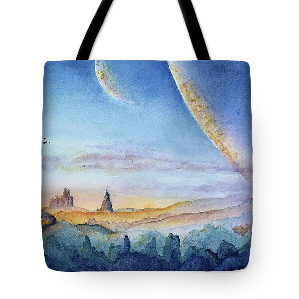 Extraterrestrial Tote Bag featuring the painting Extraterrestrial Sunset by Wendy Keeney-Kennicutt
