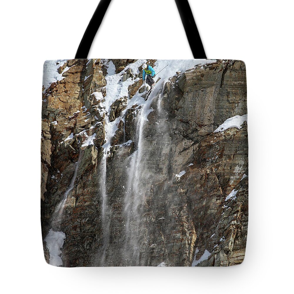 Utah Tote Bag featuring the photograph Extreme Competition Skier - Snowbird, Utah - IMG_9912e by Brett Pelletier