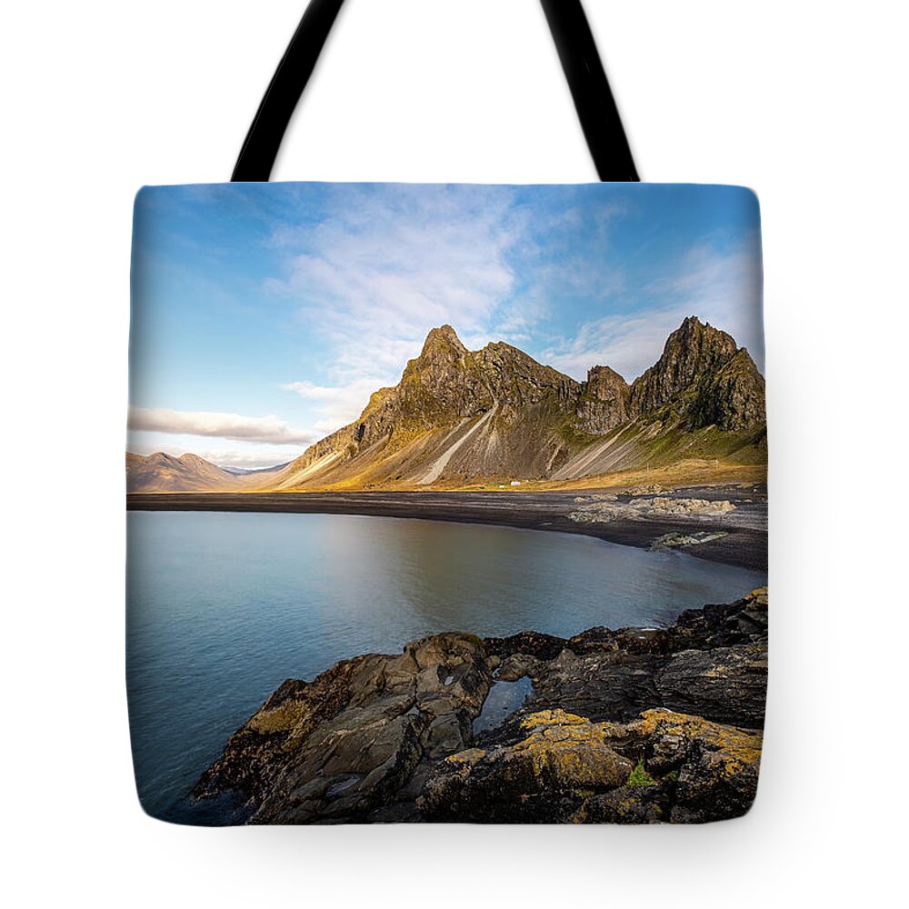 Eystrahorn Tote Bag featuring the photograph Eystrahorn Mountain in Iceland by Alexios Ntounas