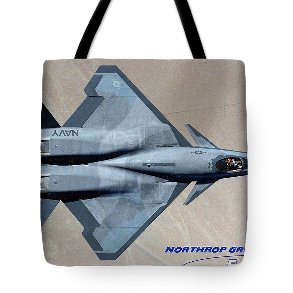 Black Widow Tote Bag featuring the digital art F-23N Sea Widow by Custom Aviation Art