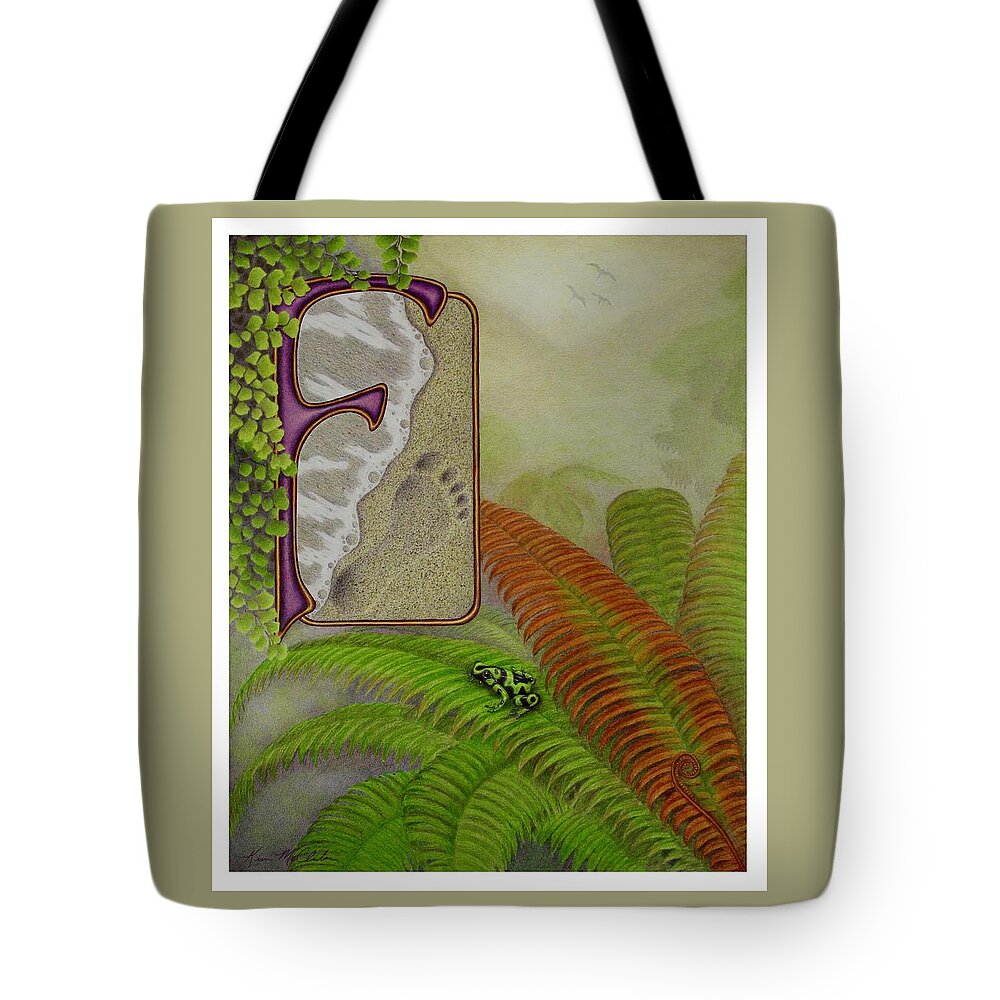 Kim Mcclinton Tote Bag featuring the drawing F is for Fern by Kim McClinton