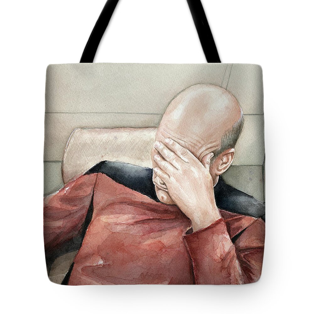 Facepalm Tote Bag featuring the painting Facepalm by Olga Shvartsur