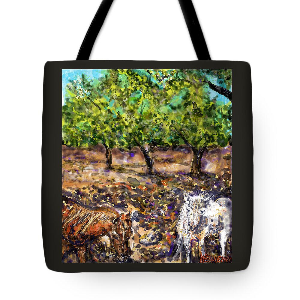 Digital Art Tote Bag featuring the digital art Fair Oaks, Mid Morning by Angela Weddle