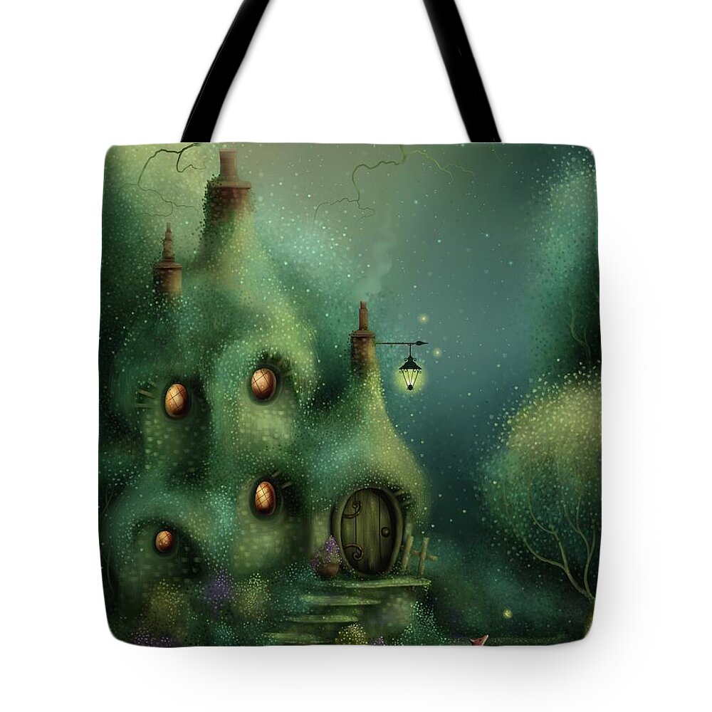 Fairy Cottage Tote Bag featuring the painting Fairy Fox Cottage by Joe Gilronan