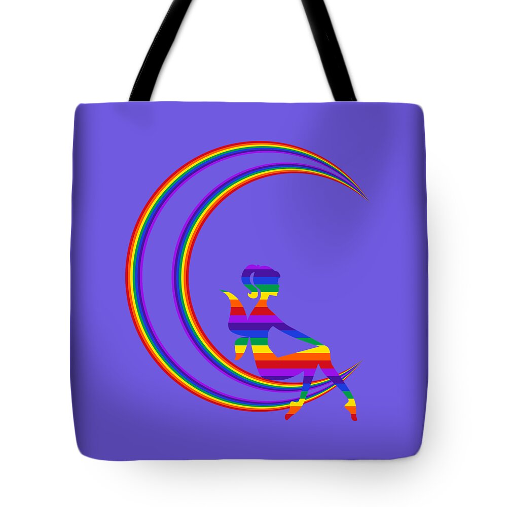 Children Tote Bag featuring the mixed media Fairy on a Crescent Moon by Nancy Ayanna Wyatt