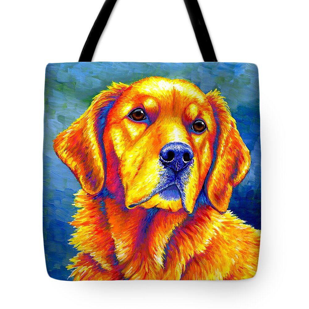 Golden Retriever Tote Bag featuring the painting Faithful Friend - Colorful Golden Retriever Dog by Rebecca Wang