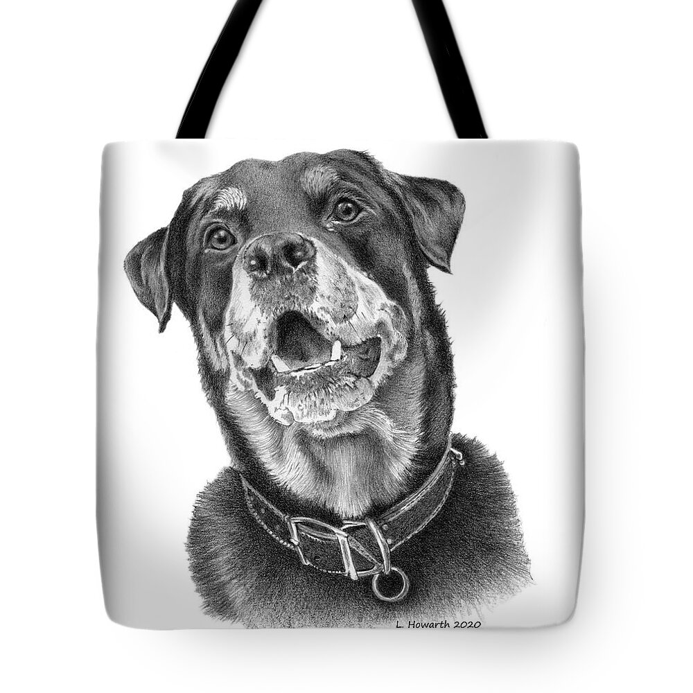 Dog Tote Bag featuring the drawing Faithful Friend by Louise Howarth