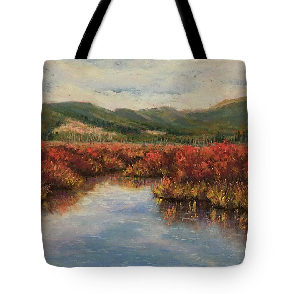 Red Twigged Dogwoods Tote Bag featuring the pastel Fall Amongst the Dogwoods by Lee Tisch Bialczak
