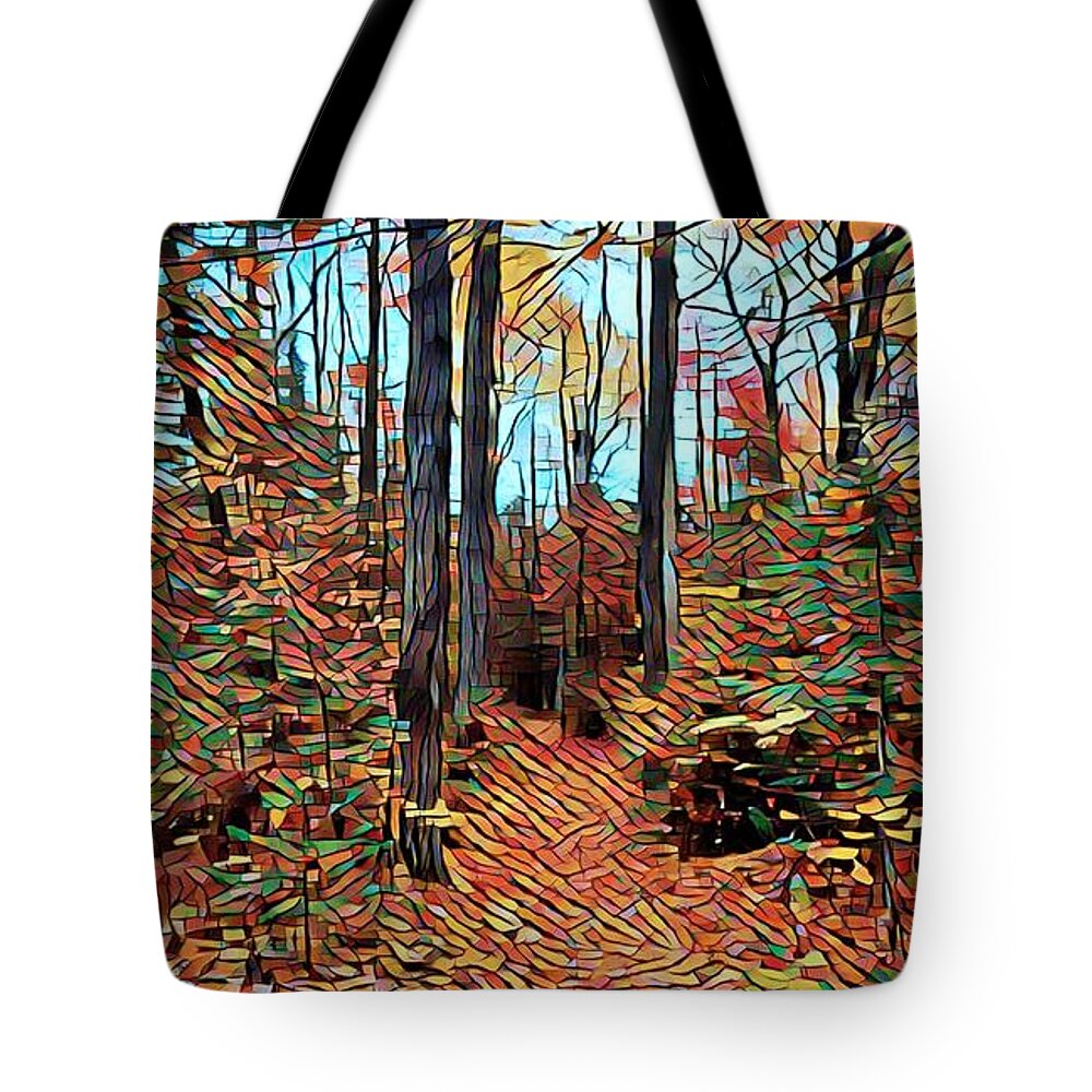 Fall Tote Bag featuring the mixed media Fall Autumn Design 256 by Lucie Dumas